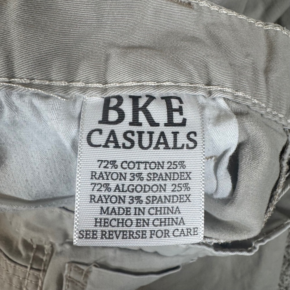 BKE Casuals Tyler Straight Leg Khaki Pants Mens 38L Tan Chino Stretch Cotton - Picture 6 of 8